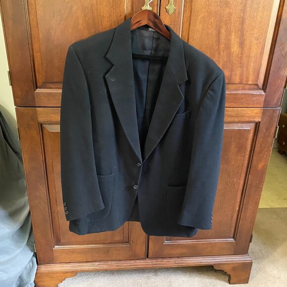 Oscar De La Renta Studio Mens Black Blazer Jacket 42R - Picture 1 of 14